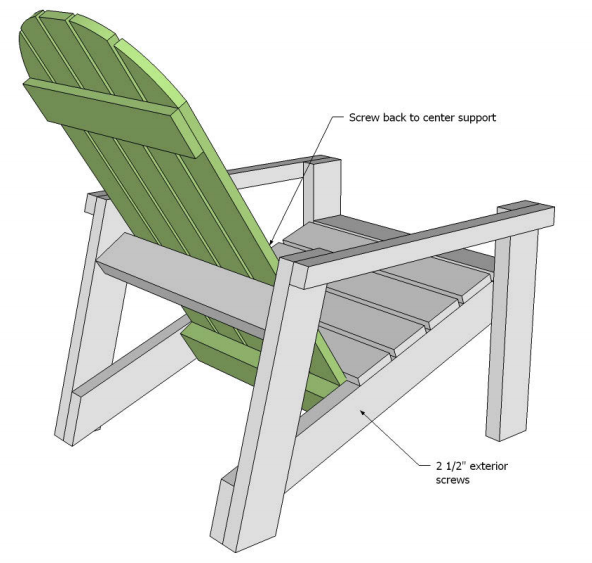 Adirondack chair plans for attaching back