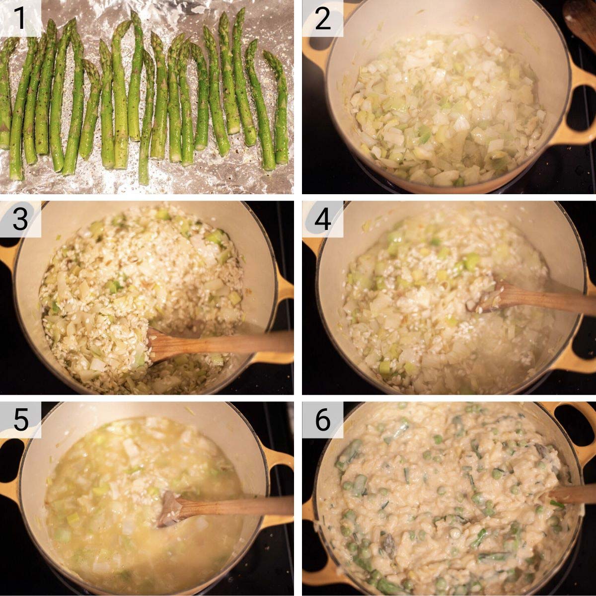 process shots of how to make spring risotto