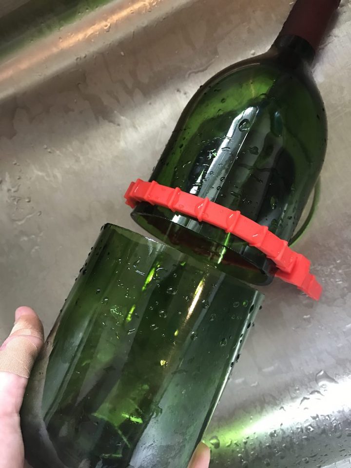 wine bottle cut in half