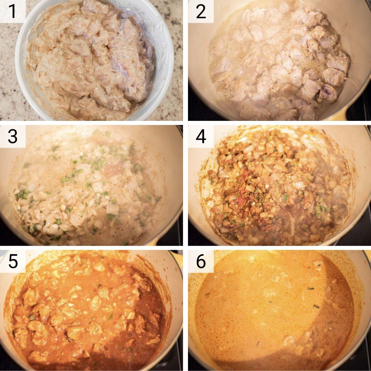 process shots of how to make chicken tikka masala