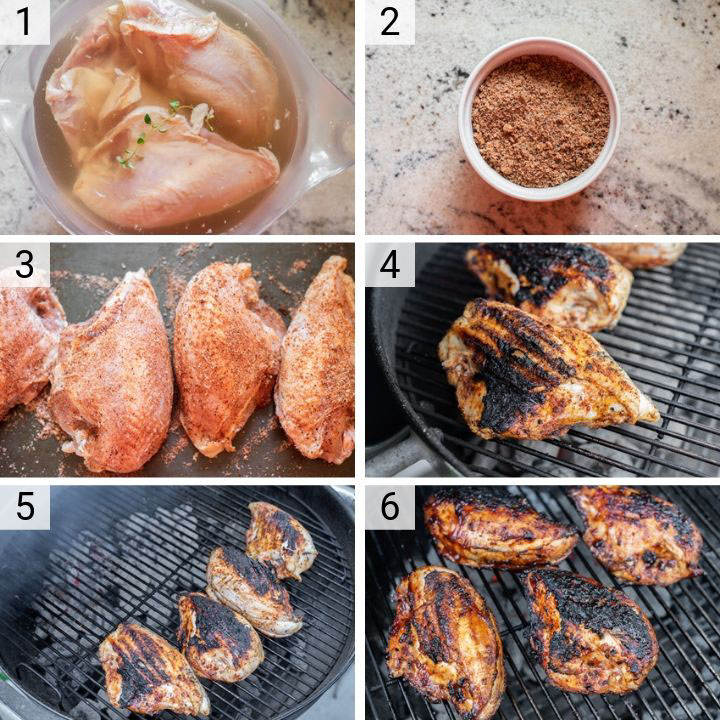 process shots of how to make grilled BBQ chicken