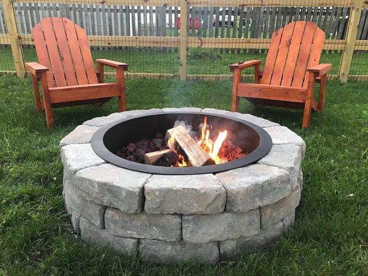 DIY Fire Pit with 2 Adirondack chairs