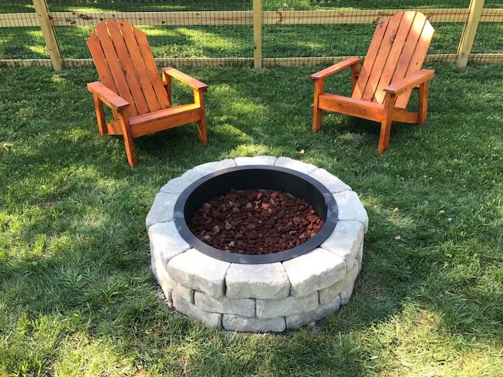 DIY fire pit with Adirondack chairs