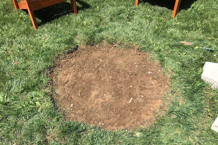 circle dug out for pit