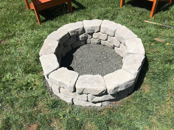 stacking circle for DIY fire pit with flagstone wall blocks