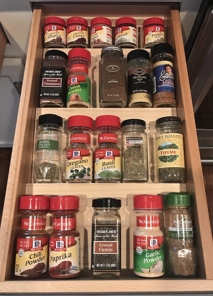 spice drawer organizer with spices