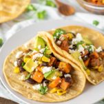 two sweet potato tacos on plate