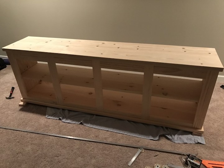 building top and making sure it fits entertainment center