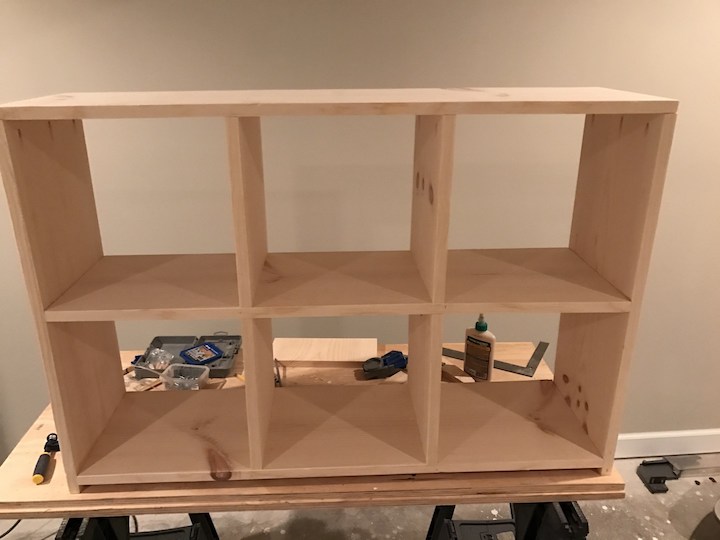 attached top of bookshelf