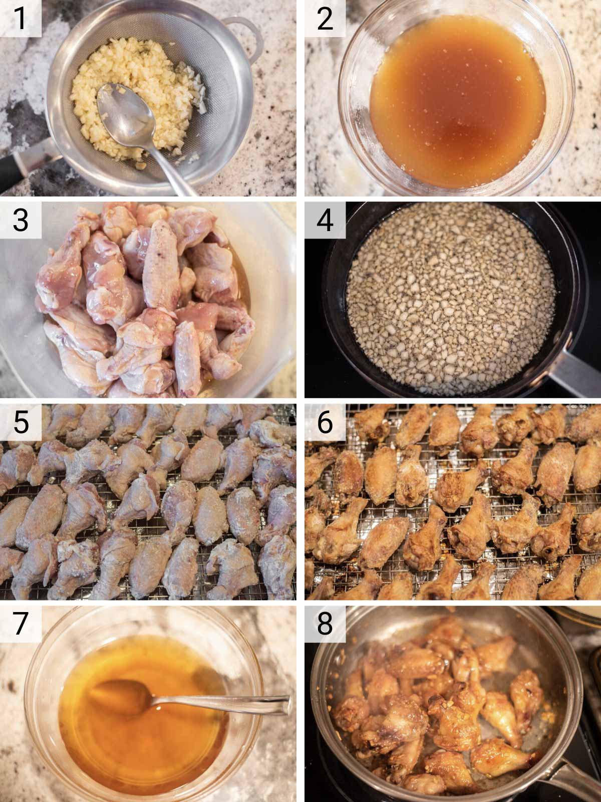 process shots of how to make Vietnamese chicken wings
