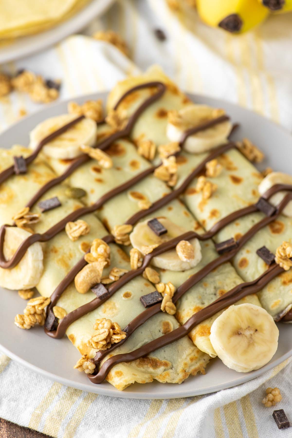 banana Nutella crepes on plate