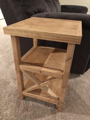x end table next to couch