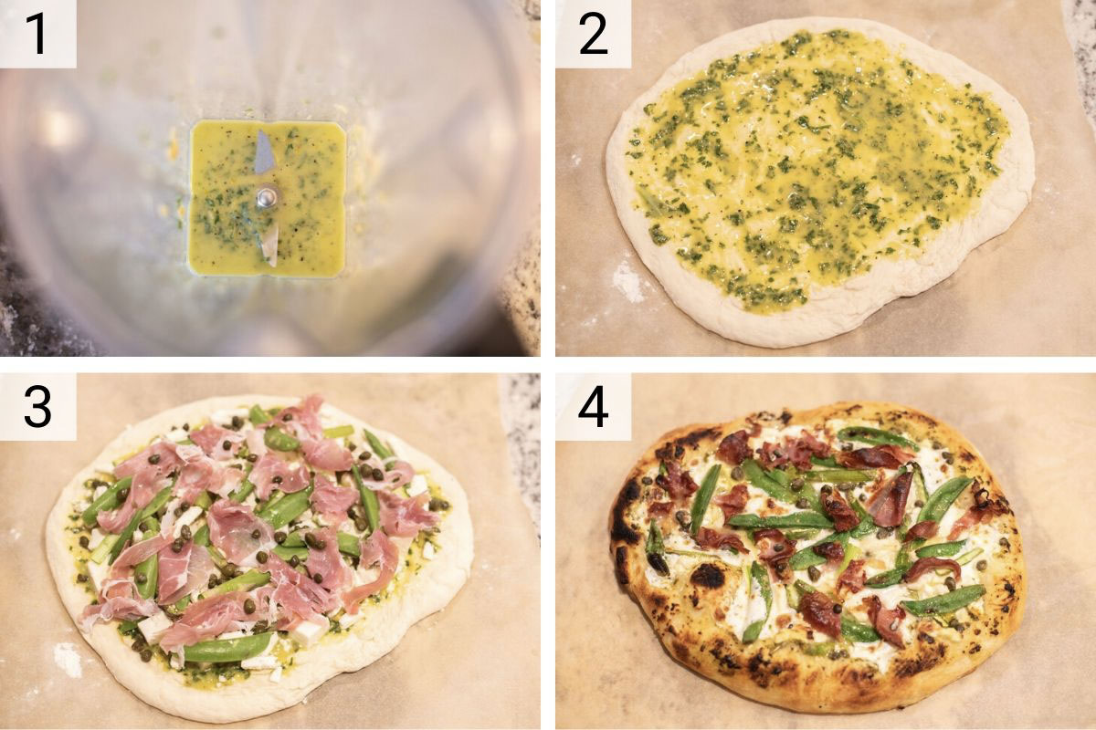process shots of how to make spring pizza
