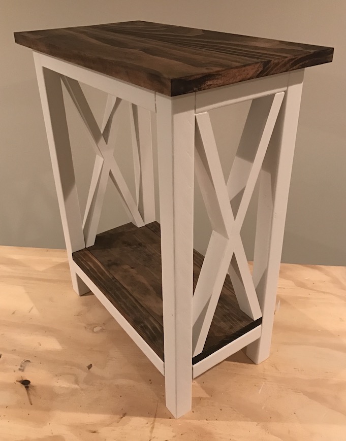 X Side Table painted and stained