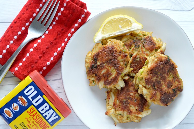 Overhead of Baltimore crab cake recipe with Old Bay seasoning