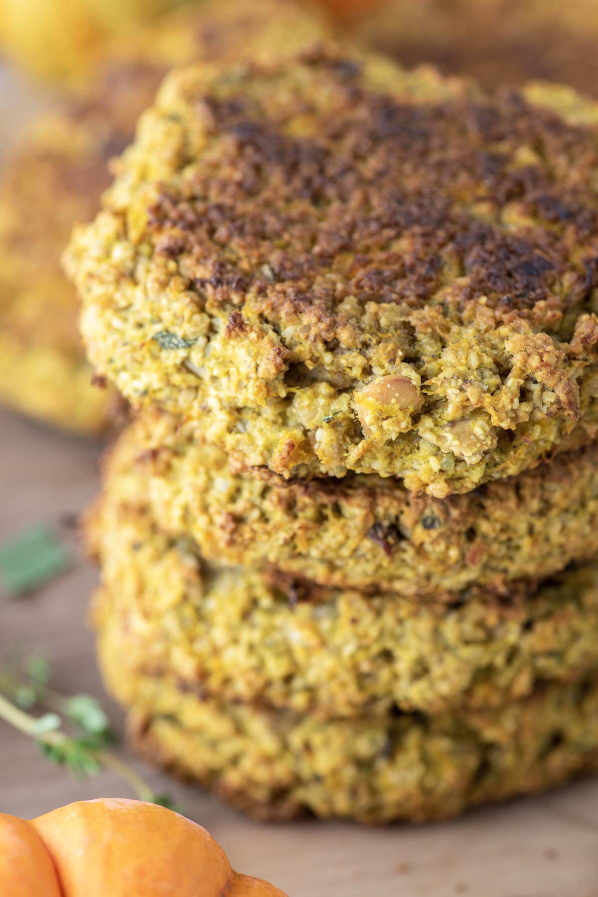 4 stacked butternut squash burgers