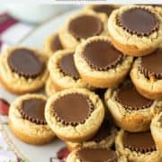 peanut butter cup cookies stacked on plate