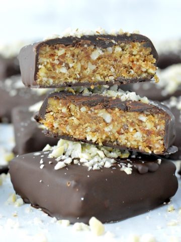 close-up of chocolate hazelnut bars