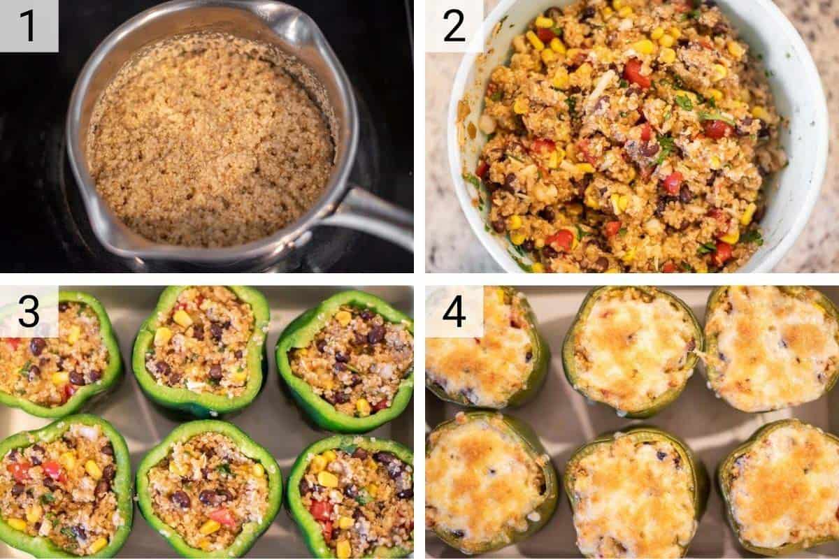 process shots of how to make stuffed peppers