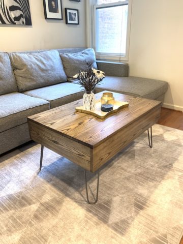 photo of DIY lift top coffee table in living room