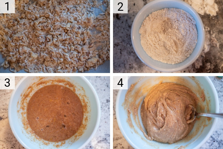 process shots of how to make almond butter donuts