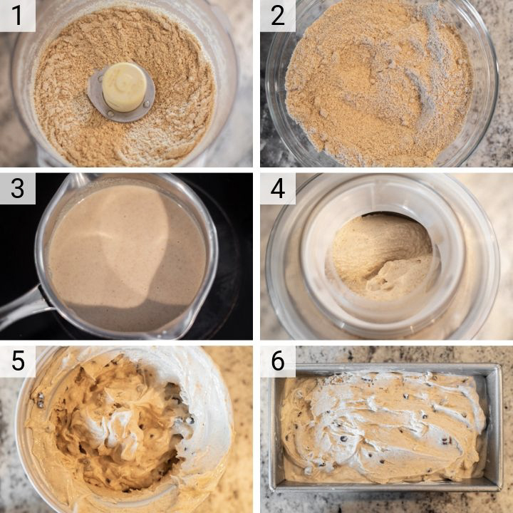 process shots of how to make graham cracker ice cream