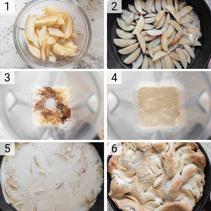 process shots of how to make apple dutch baby