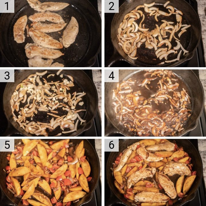 process shots of how to make peach chicken