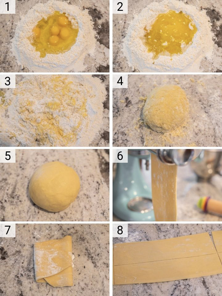 process shots of how to make homemade pasta