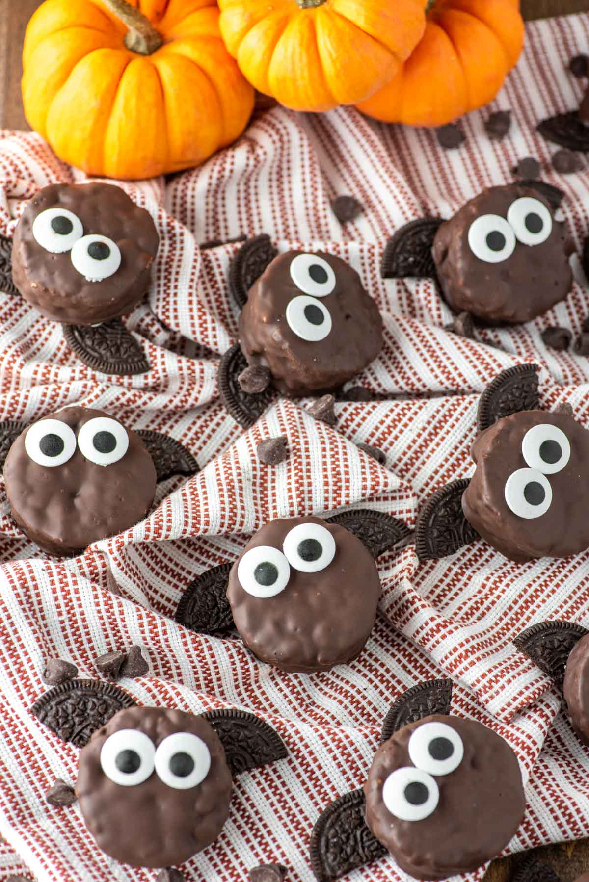 halloween bat treats on dish towel