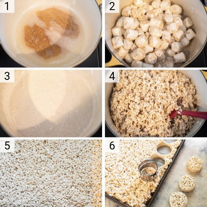process shots of how to make rice krispies treats