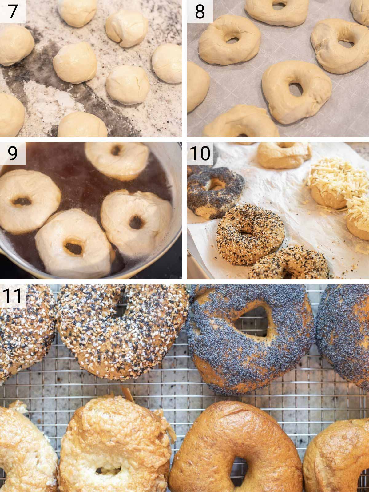 process shots of how to make homemade bagels