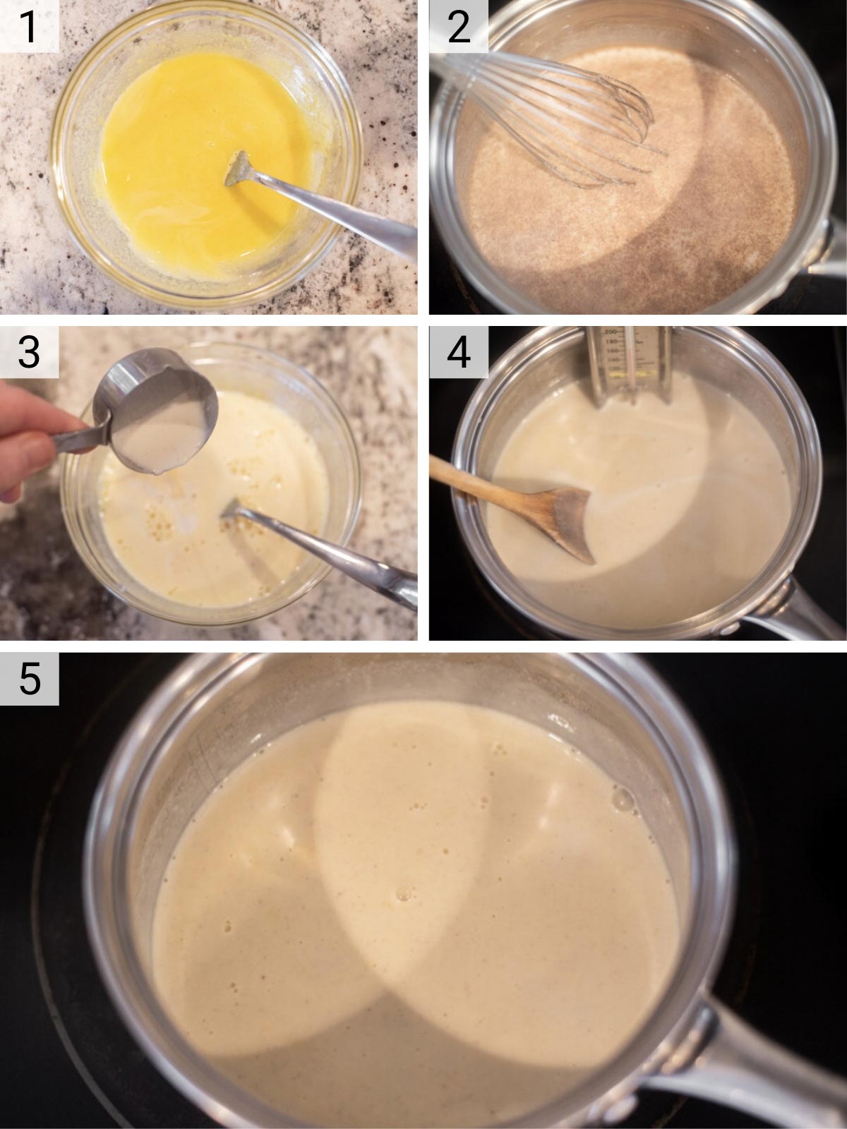 process shots of how to make homemade eggnog