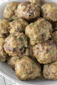 homemade meatballs in shallow dish