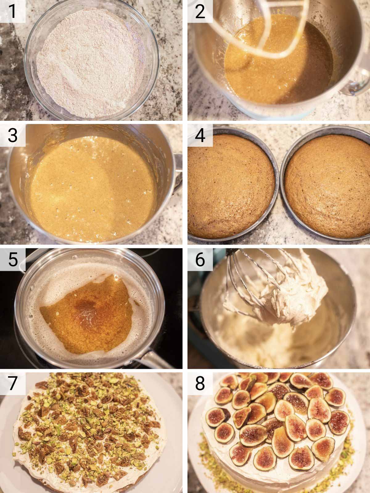 process shots of how to make spice cake