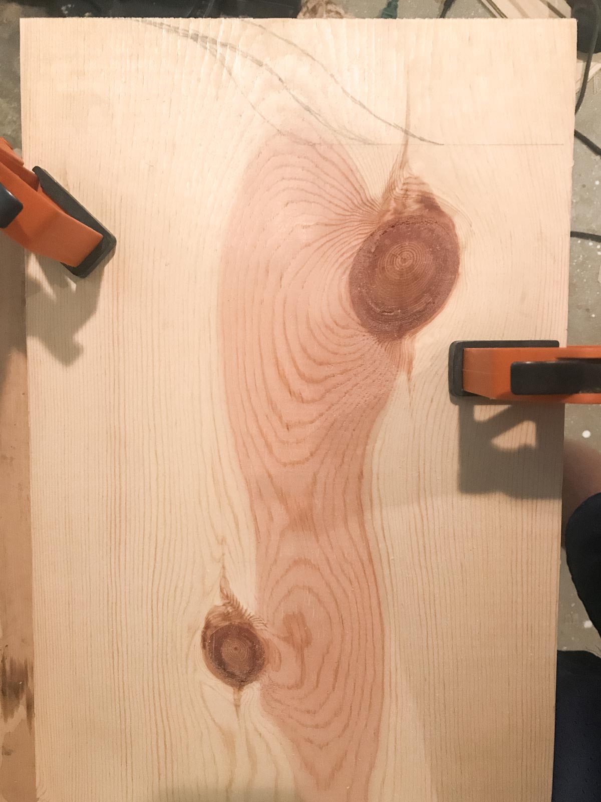 drawing out curve on side board