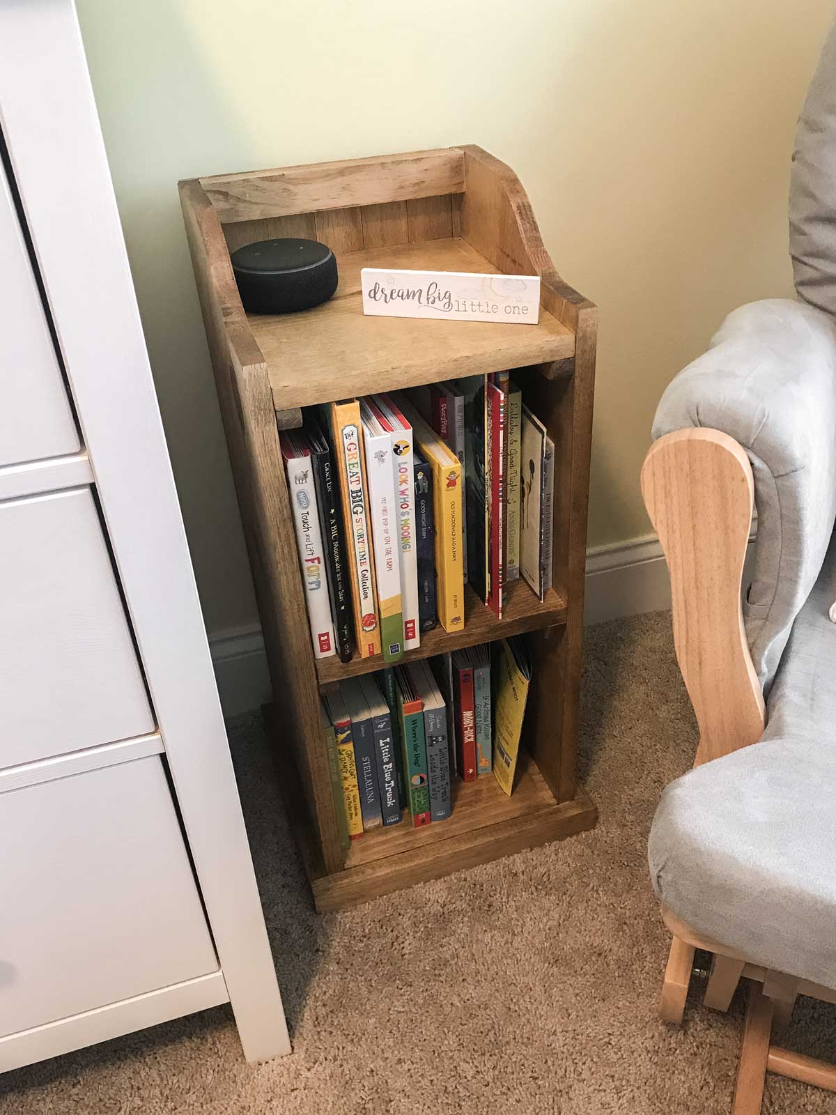 bookshelf end table with books