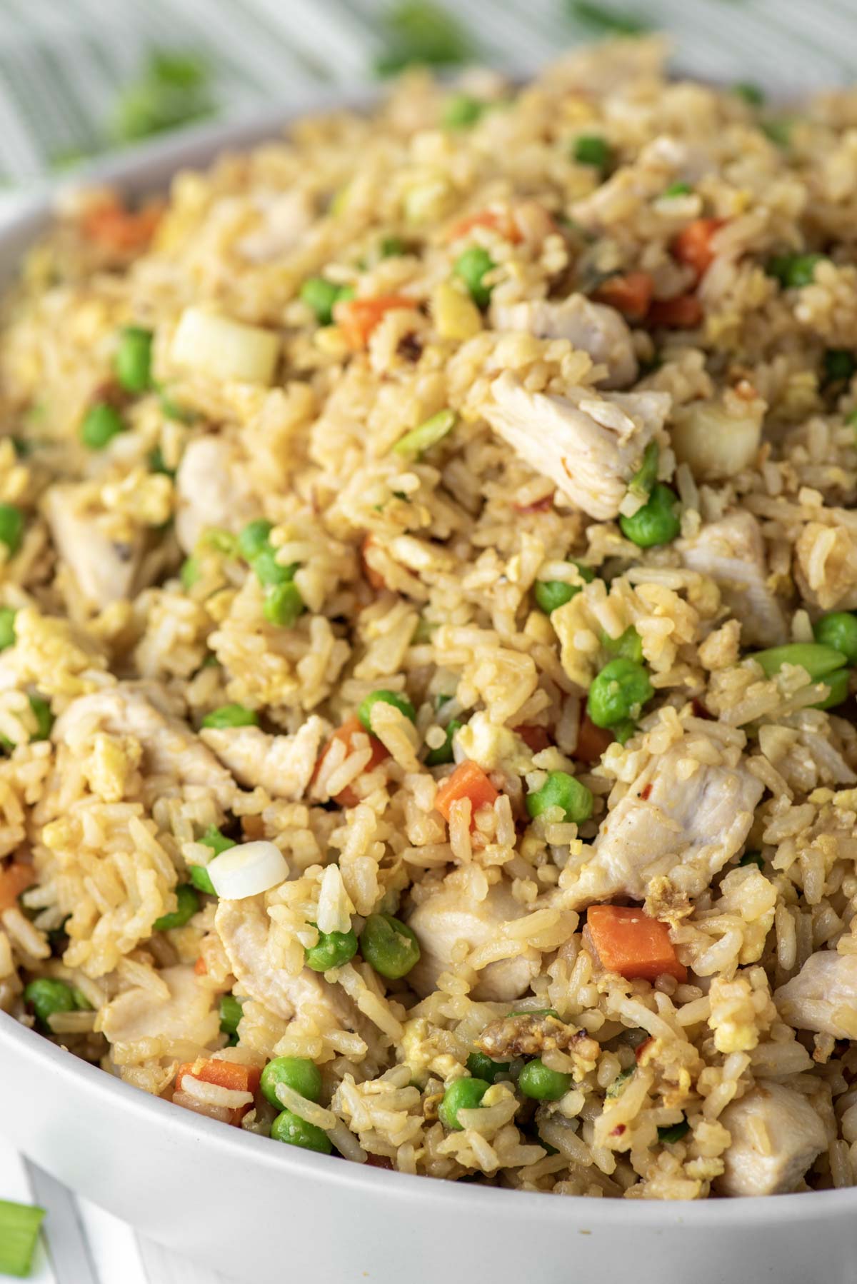 chicken fried rice in bowl