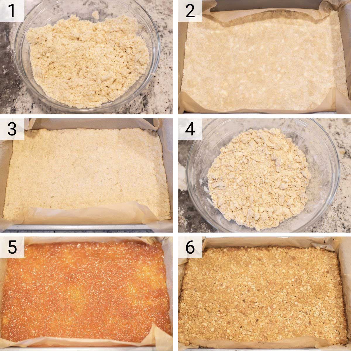process shots of how to make jam bars