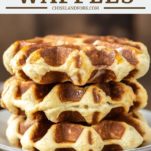 3 Liège waffles stacked on white plate