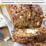 healthy banana bread sliced with butter