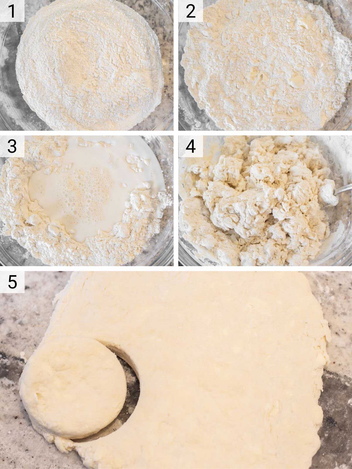 process shots of how to make homemade biscuits