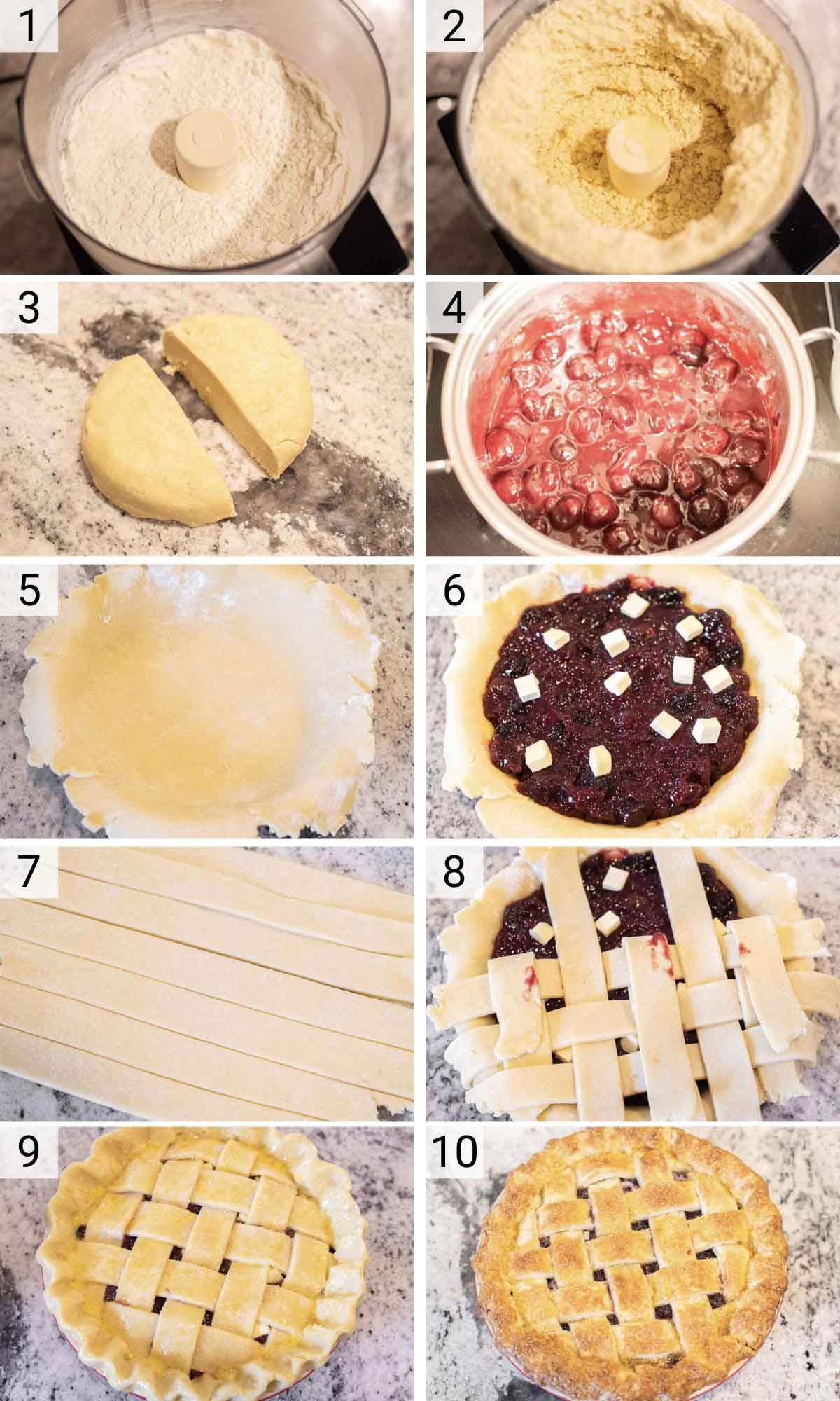 process shots of how to make cherry pie