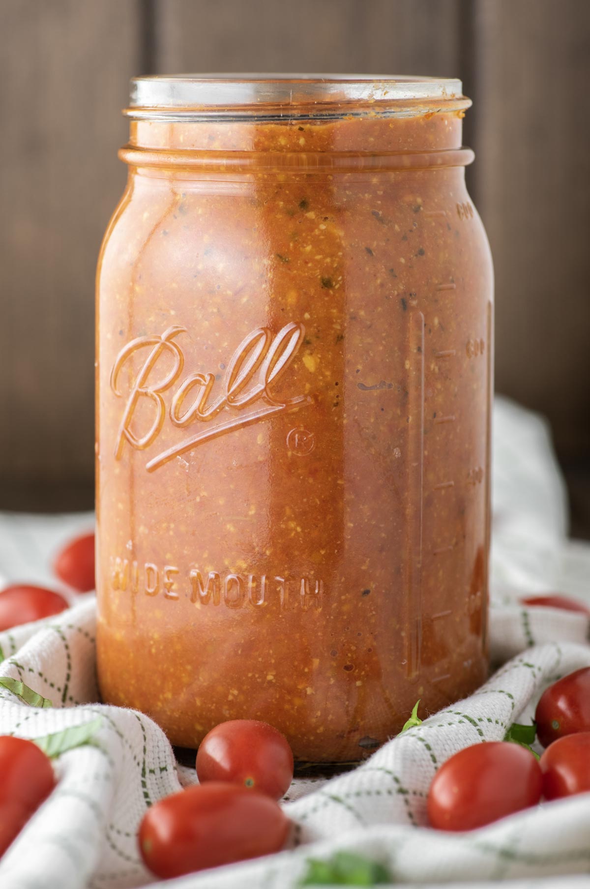 roasted tomato sauce in glass jar