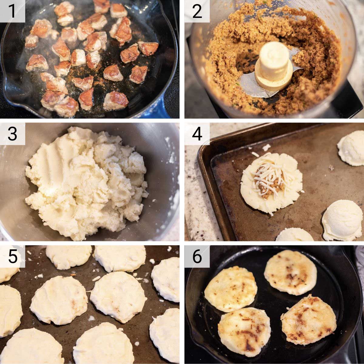 process shots of how to make pupusas