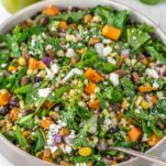 basil lime couscous salad in bowl