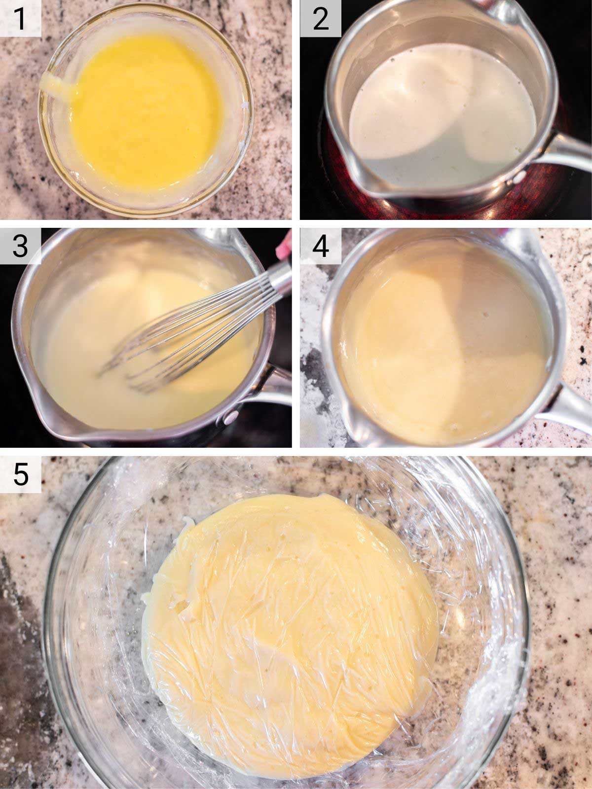 process shots of how to make pastry cream