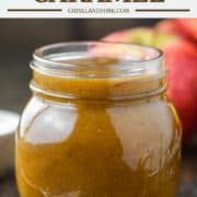 apple caramel sauce in glass jar