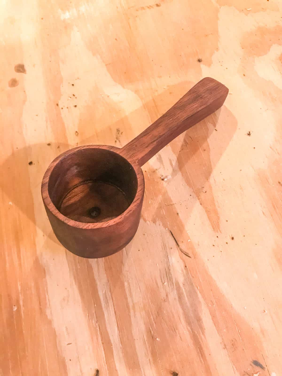 coffee scoop rubbed with mineral oil