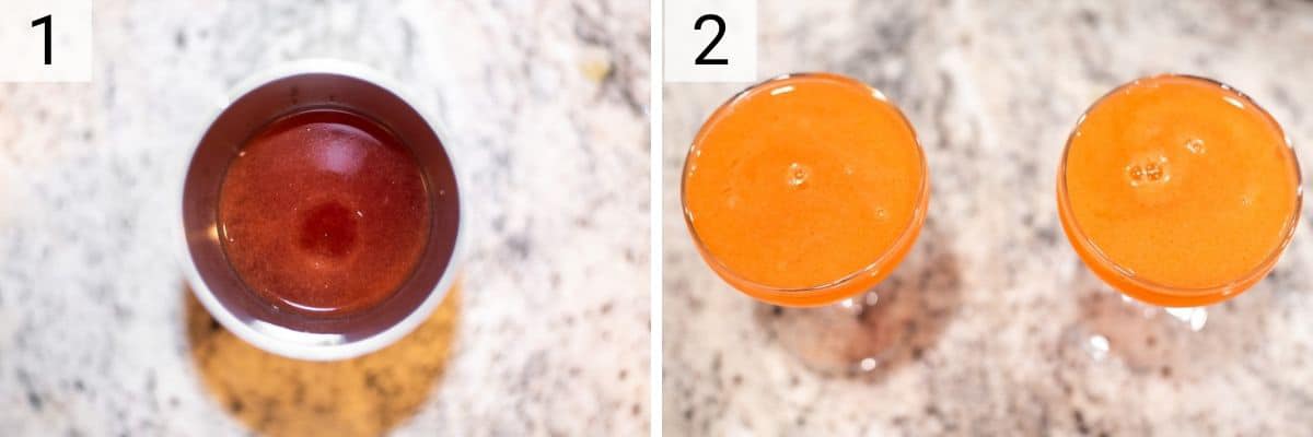 process shots of how to make Aperol sour